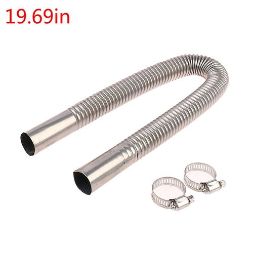 Silencieux D'échappement En Acier Inoxydable, 50/60/120cm, Tuyau Rond Ondulé, Pour Voiture, Chauffage Diesel, Argent