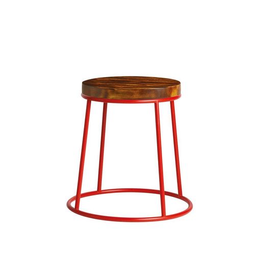 Max 45 Tabouret Bas - Red - Tampon De Siège En Bois Vieilli Rustique.