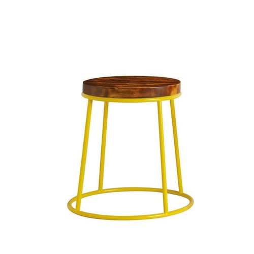 Max 45 Tabouret Bas - Jaune - Tampon De Siège En Bois Vieilli Rustique.