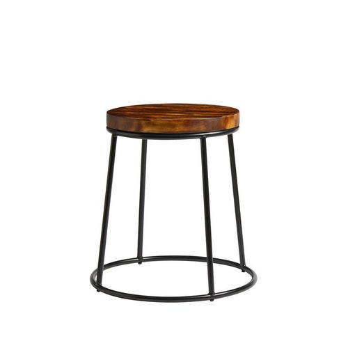 Max 45 Tabouret Bas - Noir - Tampon De Siège En Bois Vieilli Rustique.