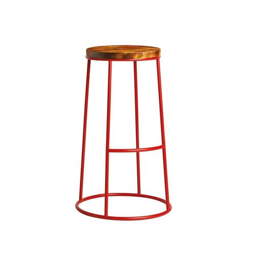 Max 75 Tabouret Haut - Red - Tampon De Siège En Bois Vieilli Rustique.