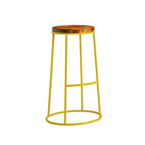 Max 75 Tabouret Haut - Jaune - Tampon De Siège En Bois Vieilli Rustique.