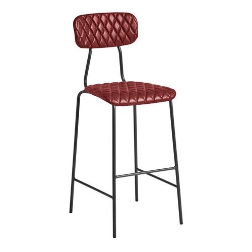 Tabouret De Bar Nara - Cousue De Diamant - Rouge Vintage.