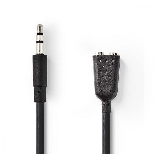 Nedis - Répartiteur audio - mini-phone stereo 3.5 mm mâle reversible pour mini-phone stereo 3.5 mm femelle - 20 cm - noir - rond