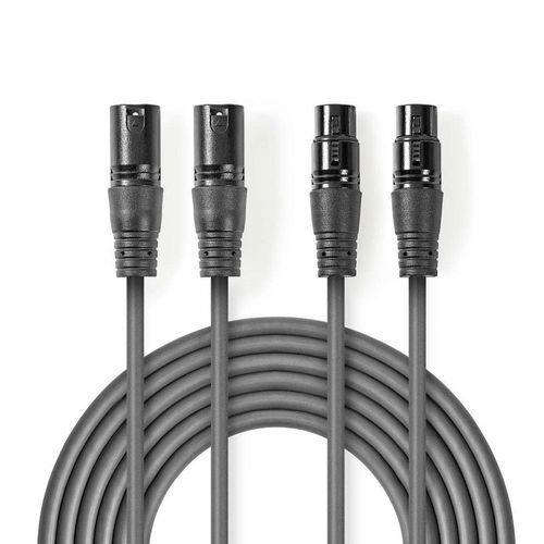Nedis OnStage series - Rallonge de câble audio - XLR3 mâle verrouillé pour XLR3 femelle verrouillé - 5 m - gris foncé