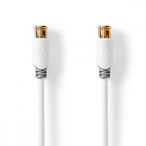 Nedis - Câble d'antenne - connecteur Quick-F mâle droit pour connecteur Quick-F mâle droit - 10 m - double blindage - blanc - rond