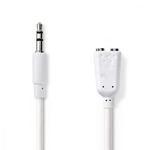 Nedis - Répartiteur audio - mini-phone stereo 3.5 mm mâle pour mini-phone stereo 3.5 mm femelle - 20 cm - blanc - rond