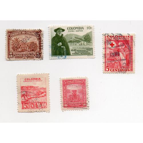 Colombie- Lot De 5 Timbres Oblitérés Divers