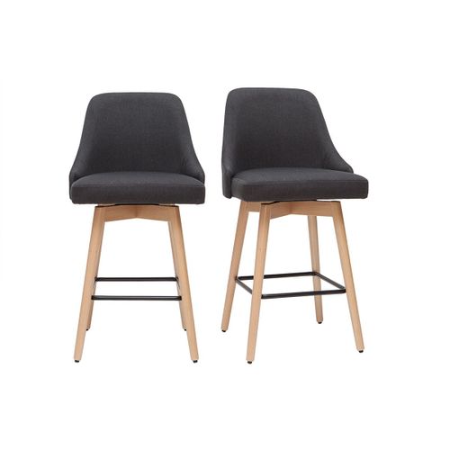 Tabourets De Bar Scandinaves Pivotants Gris Fonc? H65 Cm (Lot De 2) Hasta