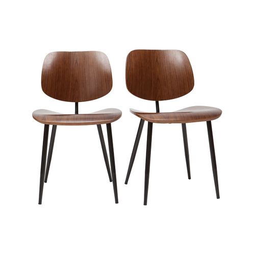 Chaises En Bois Foncé Et Métal Noir (Lot De 2) Tobias