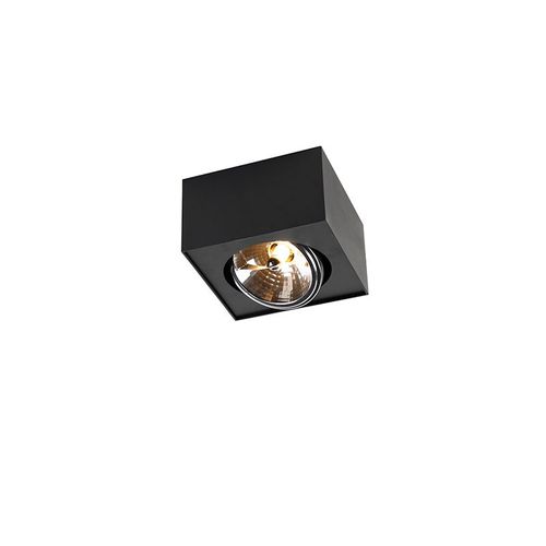 Qazqa Moderne Design Plafonnier ? Plafonnier Spot À Fixer Au Plafond Zwart Vierkant - Kaya Aluminium /Acier Noir Rectangulaire / Luminaire / Lumiere / Éclairage / Intérieur / Salon / Cuisine...