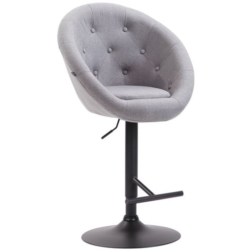 Tabouret De Bar Design Moderne Forme Uf Capitonné Avec Repose-Pieds En Métal Noir Tissu Gris Tdb10326