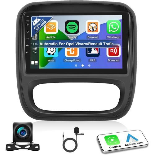 2 Din Android 13 Autoradio pour Opel Vivaro B/Renault Trafic/Fiat Talento/Nissan NV300 avec Carplay & Android Auto, 9"" écran Tactile Récepteur Radio avec BT WiFi GPS FM/RDS Hi-FI SWC+Caméra de recul