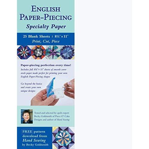 English Paper-Piecing Specialty Paper: 25 Blank Sheets, 8.5" X 11"; Print, Cut, Piece