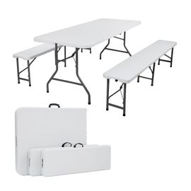 Arebos Ensemble De Tente À Bière Set De Table À Bière Pliable Blanc