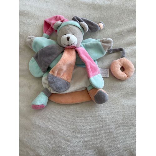 Doudou Et Co Marionnette Collector Ours Arlequin Pastel