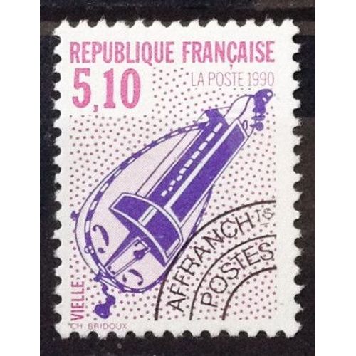 Préoblitéré Instruments De Musique 1990 - Vielle 5,10 Violet - Dentelé 13 (Superbe N° 209) Obl - Cote 3,00€ - France Année 1990 - Brn83 - N16977
