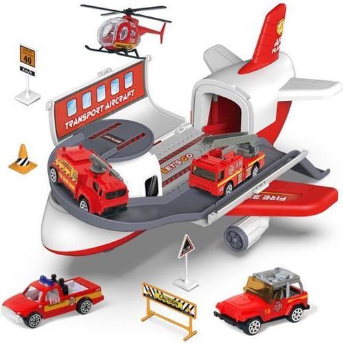 Voiture de Jouet,Voiture de Pompier pour Enfant,Avion Jouet Transporteur de  Voitures,Camion de Pompier Jouet