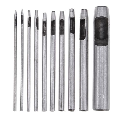 Ensemble d'outils de perçage pour le cuir, 10 pièces, poinçonnage de ceinture fait à la main, poinçon de trou pour le cuir, outils de perçage creux, ensemble de poinçon pour l'artisanat du cuir