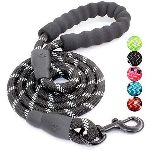 1,5m Laisse Chien, Corde Laisse Pour Chien Avec Poignée Rembourrée Souples Et Fils Réfléchissants En Nylon Durable Laisse De Sécurité Pour Tous Les Taille Chien (Noir)