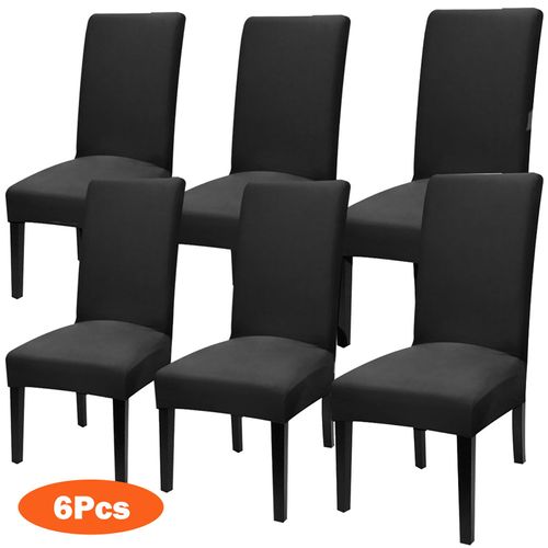 Housses De Protection De Chaise De Salle ? Manger, Ensemble De Housses De Si?Ge ?Lastiques Lavables, Noires