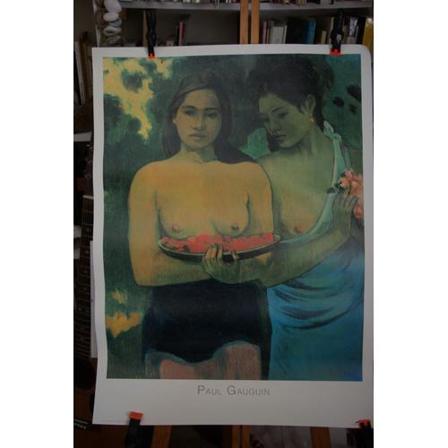 Affiche Paul Gauguin : Deux Tahitiennes, 77 X 56,5 Cm