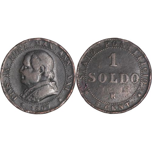 Vatican - 1867 - 1 Soldo - Pie Ix - 04-228