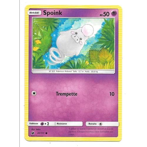 Carte Pokémon Spoink 41/111 - 50 Pv - Soleil Et Lune / Invasion Carmin (Vf)