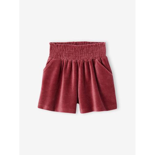 Short Smocké En Velours Fille Prune