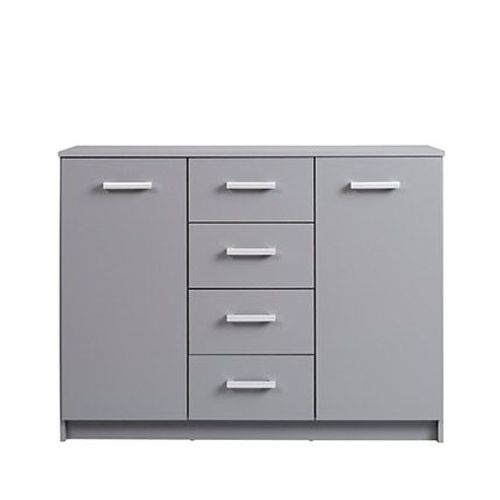 Buffet 2 Portes 4 Tiroirs 119,2x40x91,5 Cm Gris Foncé - Rossi