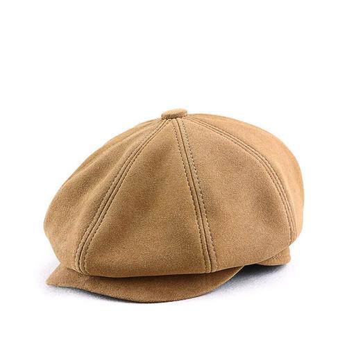 Casquette Gavroche En Daim De Peau De Mouton Véritable Pour Hommes,Coupe Fine De Style Britannique,Casquettes Octogonales De Qualité Supérieure,Béret De Loisirs,Automne,Hiver