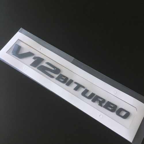 Badge Noir Argenté 3d Chromé V12 Biturbo, Emblème De Coffre Arrière Pour Mercedes Benz Amg S65 Cl65 Sl65 S600 Cl600 G63 G65, 2 Pièces