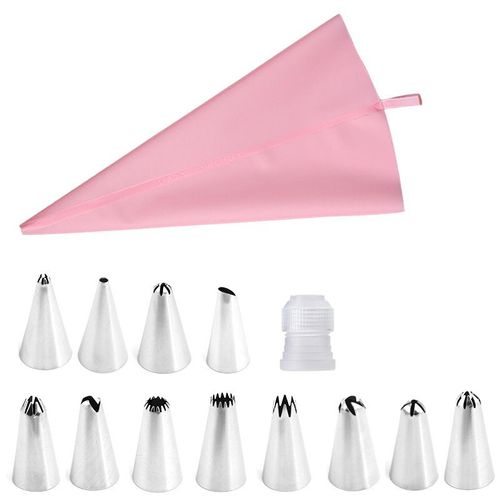 14pcs Douilles Patisserie Inox Et Poches À Douille En Silicone Réutilisable Et Coupleur,Pour Décoration De Cupcake Diy Patisserie Accessoire