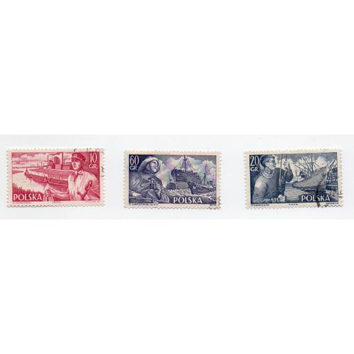 Pologne- Lot De 3 Timbres Oblitérés- Année 1956- Marine Marchande
