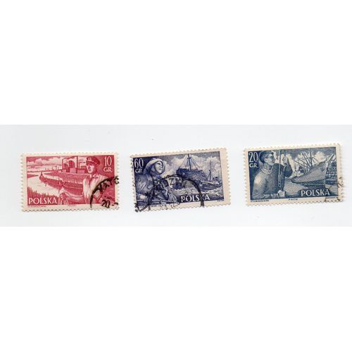 Pologne- Lot De 3 Timbres Oblitérés- Année 1956- Marine Marchande