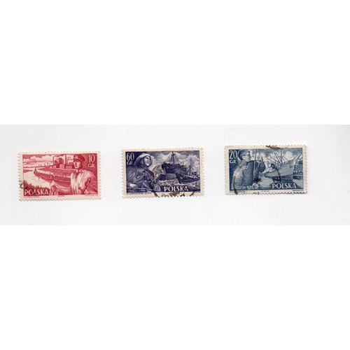 Pologne - Lot De 3 Timbres Oblitérés- Année 1956- Marine Marchande