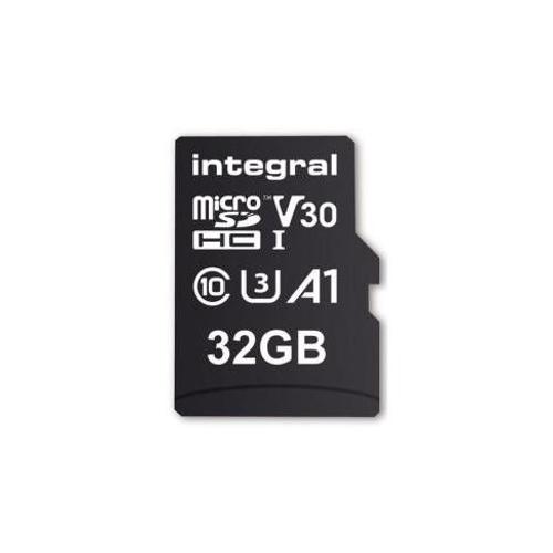 Integral - Carte mémoire flash (adaptateur microSDHC - SD inclus(e)) - 32 Go - A1 / Video Class V30 / UHS-I U3 / Class10 - microSDHC UHS-I