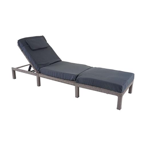 Chaise Longue Premium Épaisseur 10 Cm Relax Bain De Soleil En Polyrotin Gris Coussin Gris Foncé 04_0004248