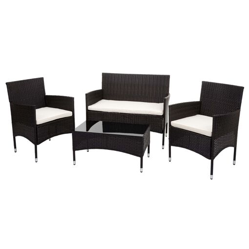 Salon De Jardin Balcon Jardin En Polyrotin Marron Canapé Fauteuils ...