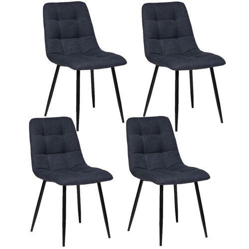 Lot De 4 Chaises Sirac Effet Velours - Gris Foncé