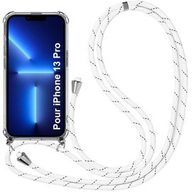 Coque Pour Iphone 13 Pro (6.1'') Fine Tpu Antichoc Anti-Rayure Transparente Inclu Cordon Blanc