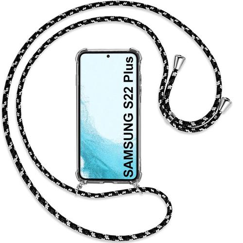 Coque Pour Samsung S22 Plus (6.6'') Antichoc Protection Renforcé Transparente Anti-Rayure + Bandoulière Noir