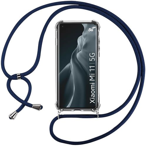 Coque Pour Xiaomi Mi 11 (6.81'') Fine Tpu Antichoc Anti-Rayure Transparente Inclu Cordon Bleu Marine