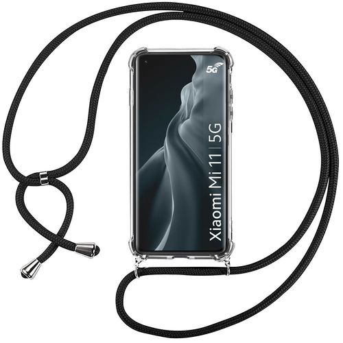 Coque Pour Xiaomi Mi 11 (6.81'') Transparente Coin Renforcé Protection Antichoc Souple + Bandoulière Noir
