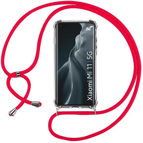 Coque Pour Xiaomi Mi 11 (6.81'') Anti-Rayure Transparente Tpu Souple Fine Inclu Chaîne Rouge