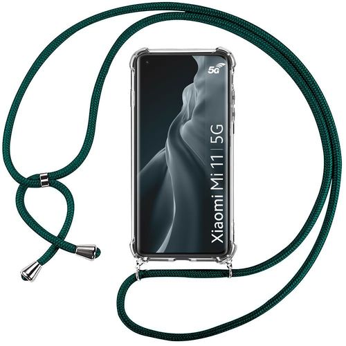 Coque Pour Xiaomi Mi 11 (6.81'') Coin Renforcé Anti-Rayure Transparente Fine Protection Inclu Cordon Vert Nuit