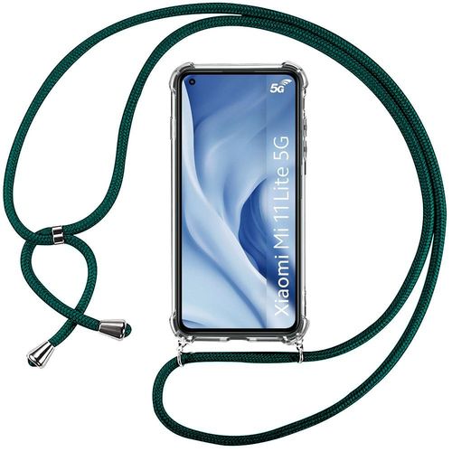 Coque Pour Xiaomi Mi 11 Lite (6.55'') Fine Souple Coin Renforcé Anti-Rayure Tpu + Bandoulière Vert Nuit