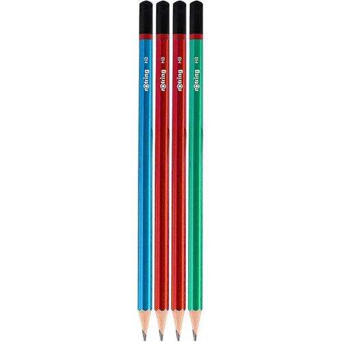 Lot De 4 Crayons Graphite - Hb - Scolaire - Dessin - Corps En Bois - Rotring