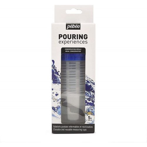 5 Gobelets En Plastique - Pouring - Pébéo - Gradués - 120ml - Couvercle