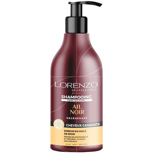 Lorenzo - Shampooing Sans Sulfate Ail Noir - Cheveux Cassants - 500ml 